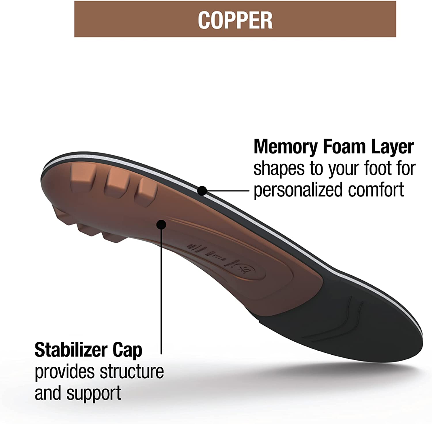 Superfeet Copper | Cushioning Memory Foam Arch Support Insole