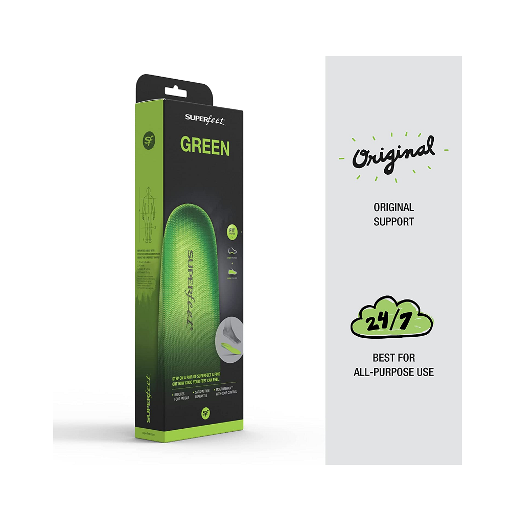 Superfeet GREEN | High Arch Orthotic Support | Cut-To-Fit Shoe Insoles