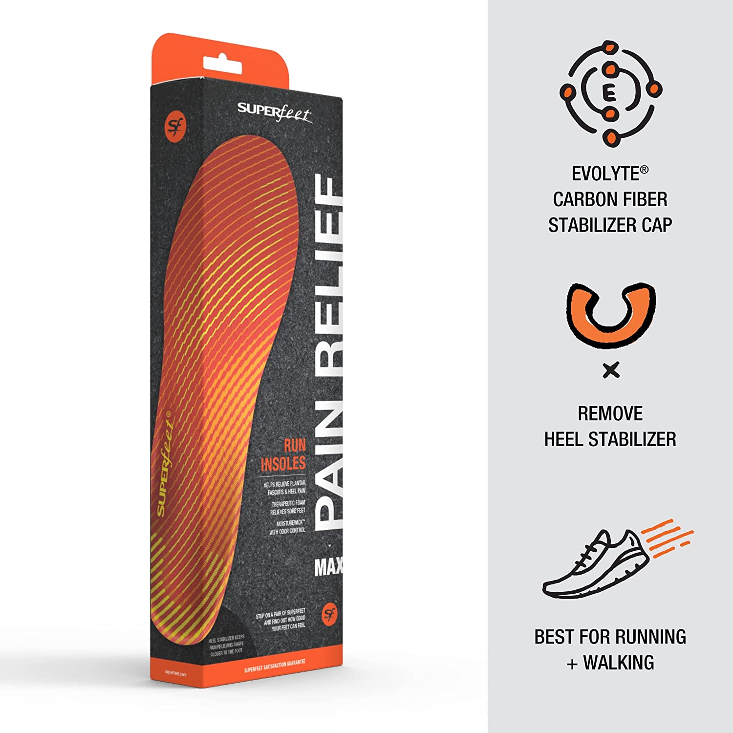 Superfeet Run Pain Relief | Foam and Carbon Fiber Shoe Insoles | Arch Support