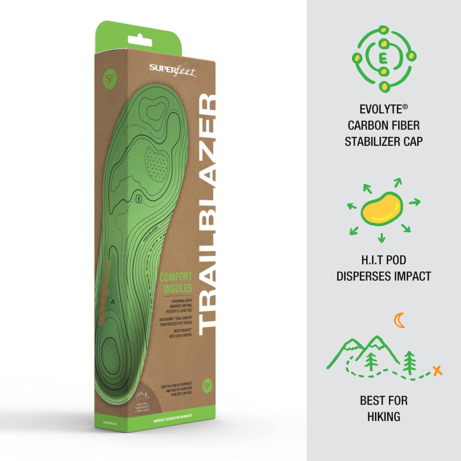 Superfeet Trailblazer Comfort Carbon Fiber Orthotic Support Insoles