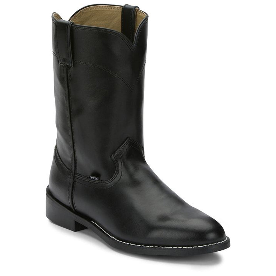 Justin Back Men Footwear Western Roper TEmple 10" Roper Color Clay Black (#JB3000)