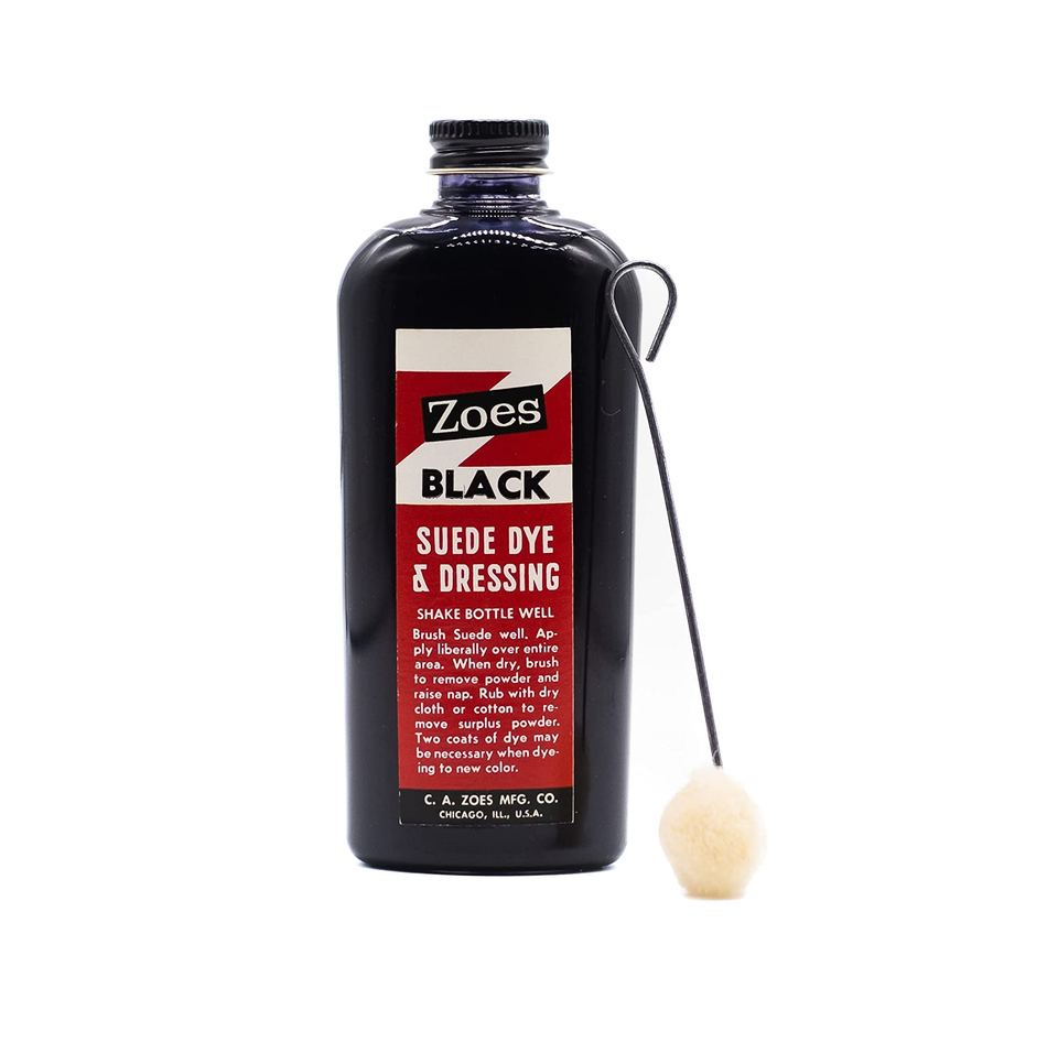 Zoes Black Suede Leather Dye - Restores & Recolors Shoes Boots Bags Furniture & More - 2.5oz - Made in USA