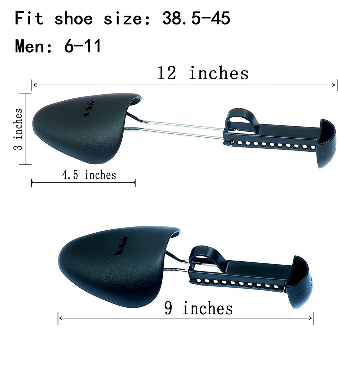 ZJHSXDR 2 Pairs Plastic Shoe Tree Stretcher Shaper for Men (Black)
