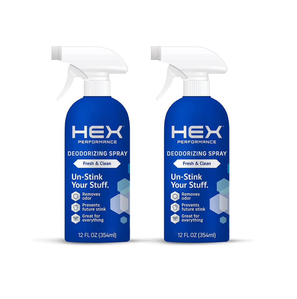 HEX Performance Deodorizing Spray Fresh & Clean 12oz (Pack of 2) - Awesome for Shoes