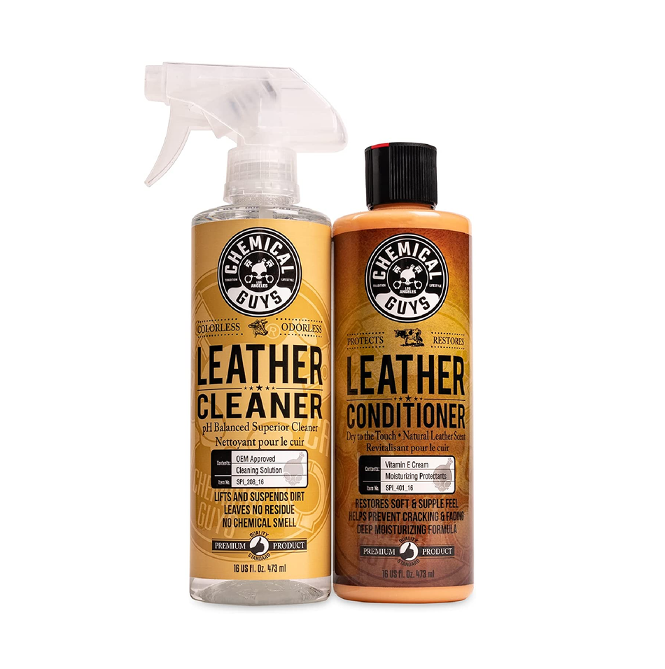 Chemical Guys SPI_109_16 Leather Cleaner and Leather Conditioner Kit for Use on Leather Apparel Furniture Car Interiors Shoes Boots Bags & More 2 -16 fl oz
