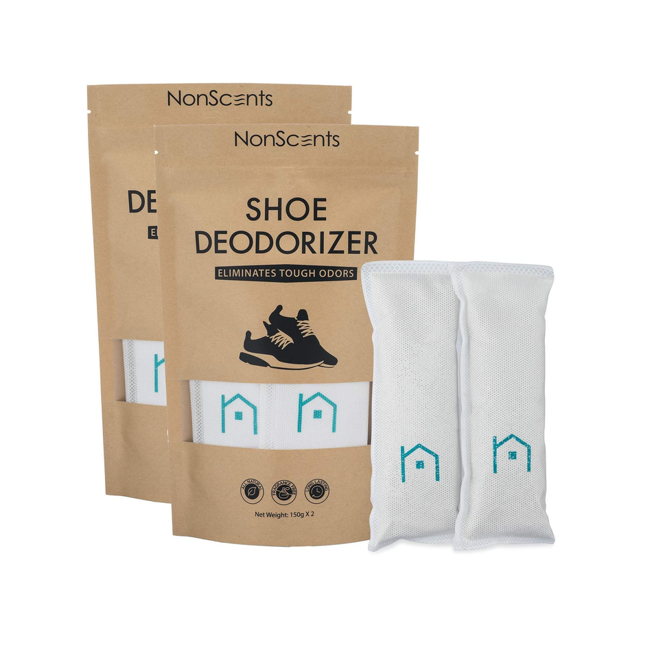 NonScents Shoe Deodorizer (2-Pack) - Odor Eliminator, Freshener for Sneakers, Gym Bags, and Lockers