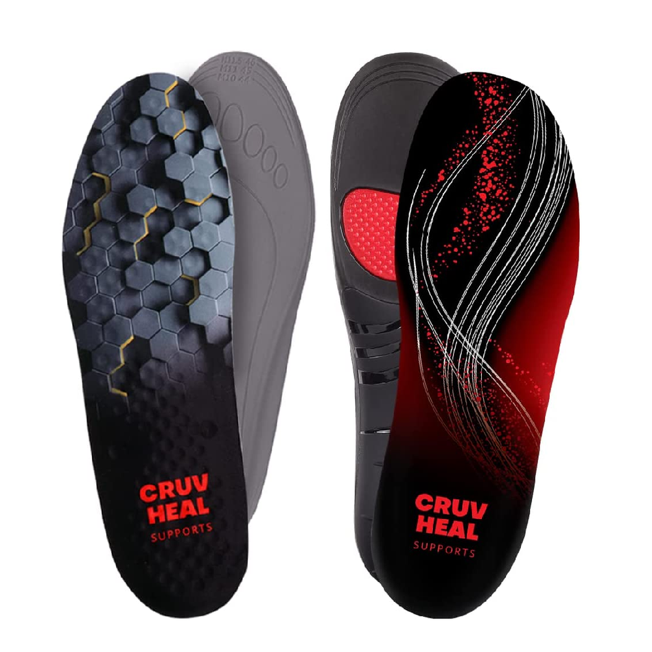 Cruvheal 220+lbs Strong Arch Support Insoles and Work Comfort Orthotic Insoles