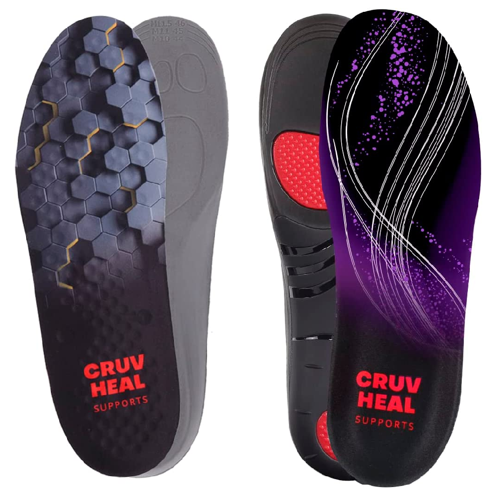 Cruvheal 220+lbs Strong Arch Support Insoles and Work Comfort Orthotic Insoles