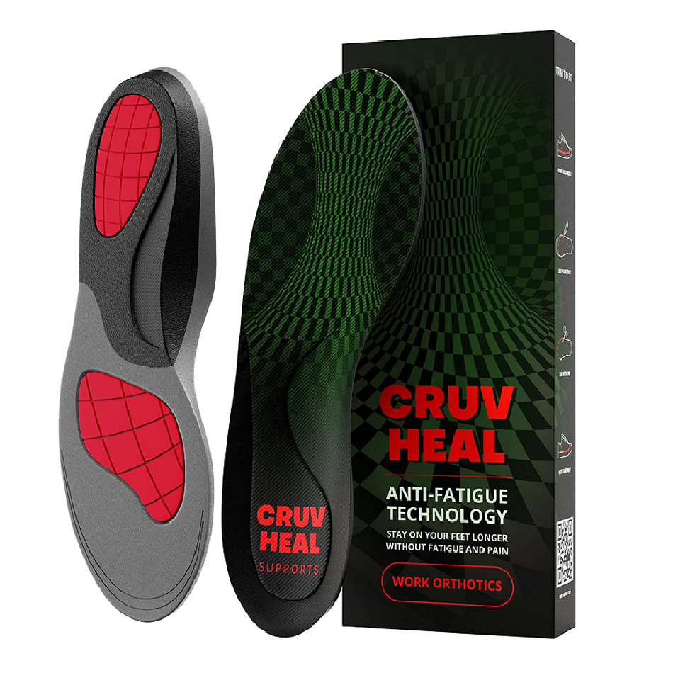 Cruvheal Work Orthotic Insoles for Men and Women | Designed to Relieve Foot Pain