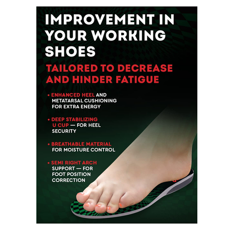Cruvheal Work Orthotic Insoles | for Plantar Fasciitis Flat Feet Leg | Work Boot Insoles