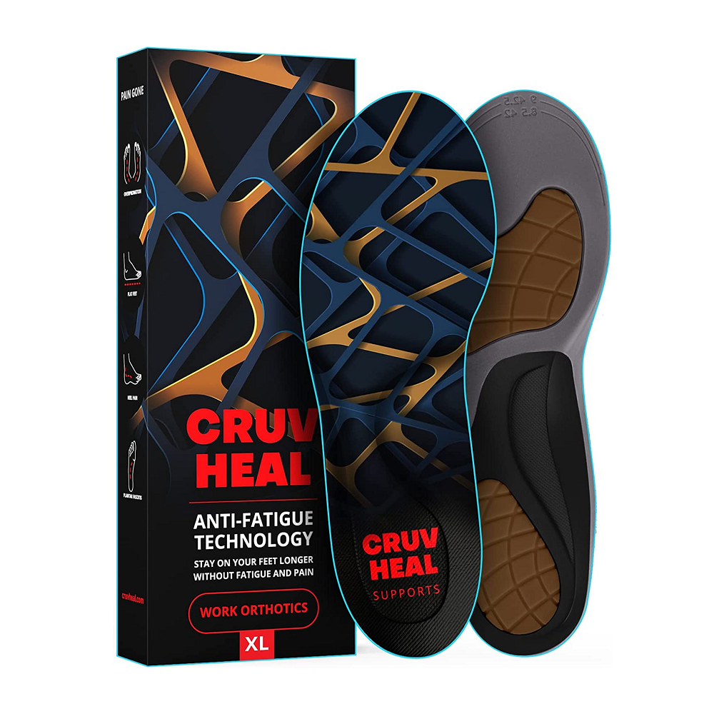 Cruvheal Work Orthotic Insoles | for Plantar Fasciitis Flat Feet Leg | Work Boot Insoles