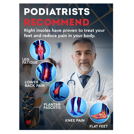 Cruvheal Work Orthotic Insoles | for Plantar Fasciitis Flat Feet Leg | Work Boot Insoles