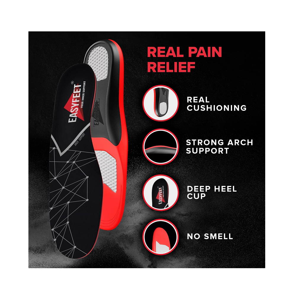 Easyfeet Plantar Fasciitis Arch Support Insoles for Men and Women Shoe Inserts